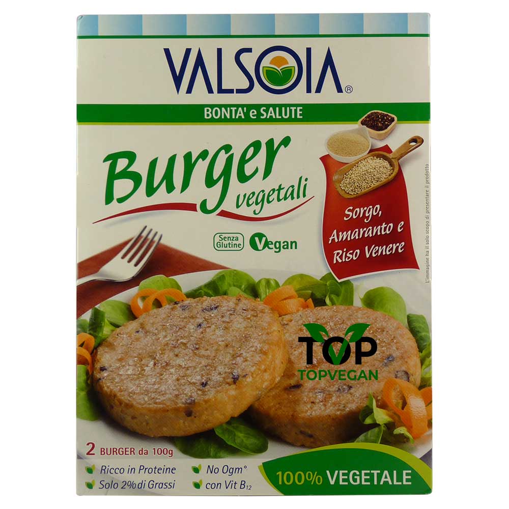 Burger vegetale sorgo amaranto e riso venere di valsoia