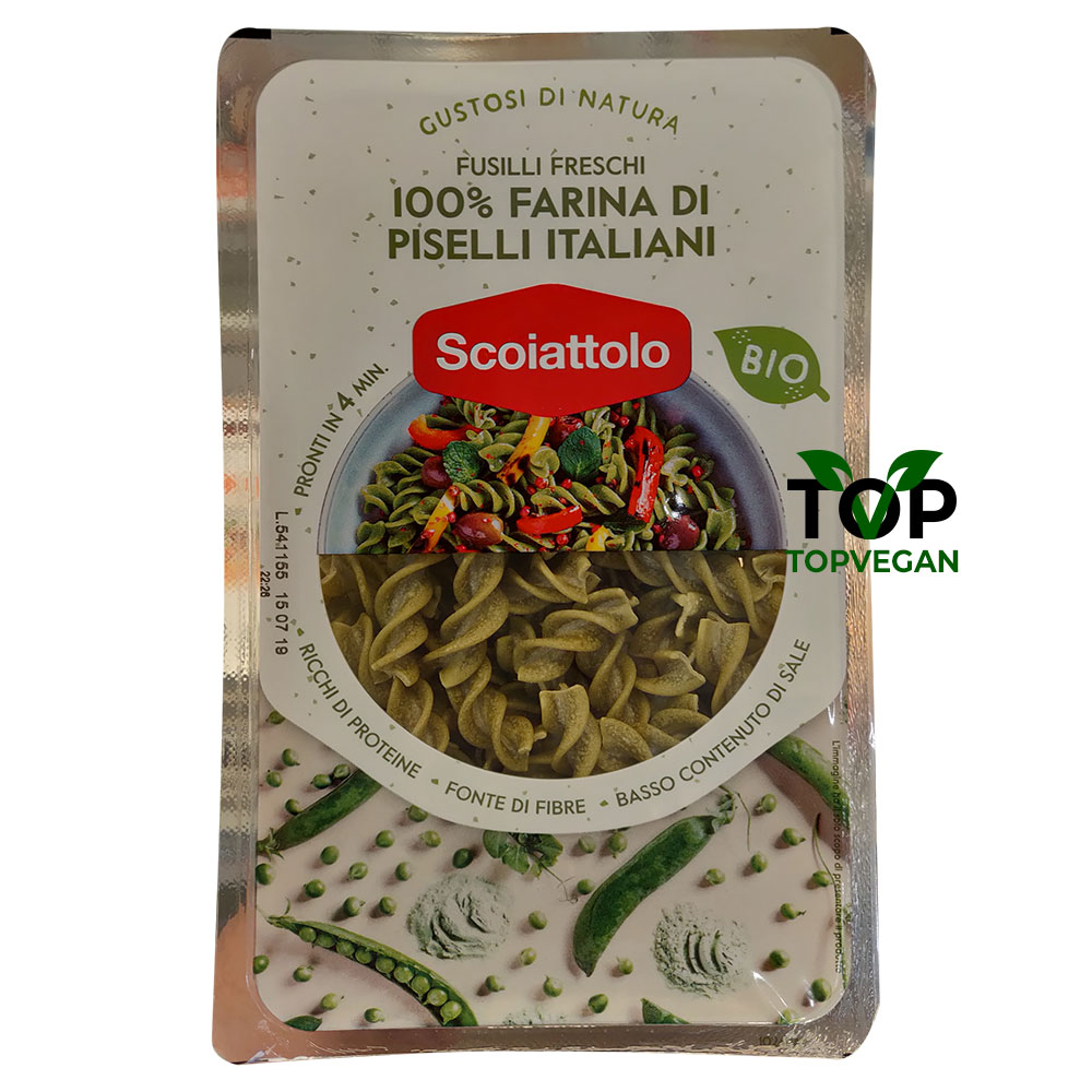 fusilli freschi vegani di piselli scoiattolo