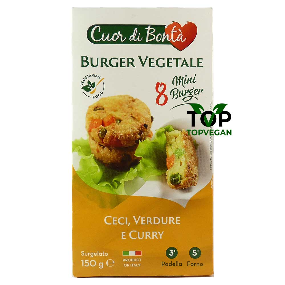 mini burger vegetale ceci verdure curry cuor di bonta