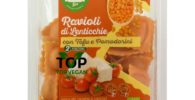 ravioli di lenticchie tofu pomodorini pasta fresca rossi